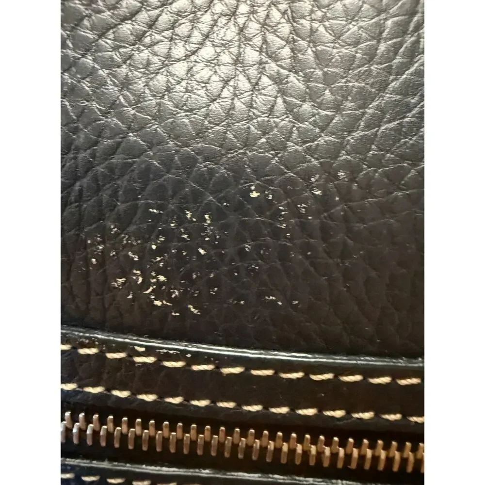 Dooney and Bourke Marine blue pebbled leather domed satchel w/wristlet key fob
